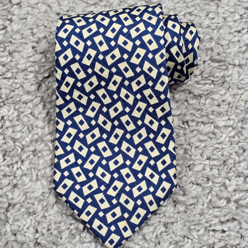 Vintage‎ Polo Ralph Lauren Mens Geometric Silk Neck Tie Blue Preppy Classic